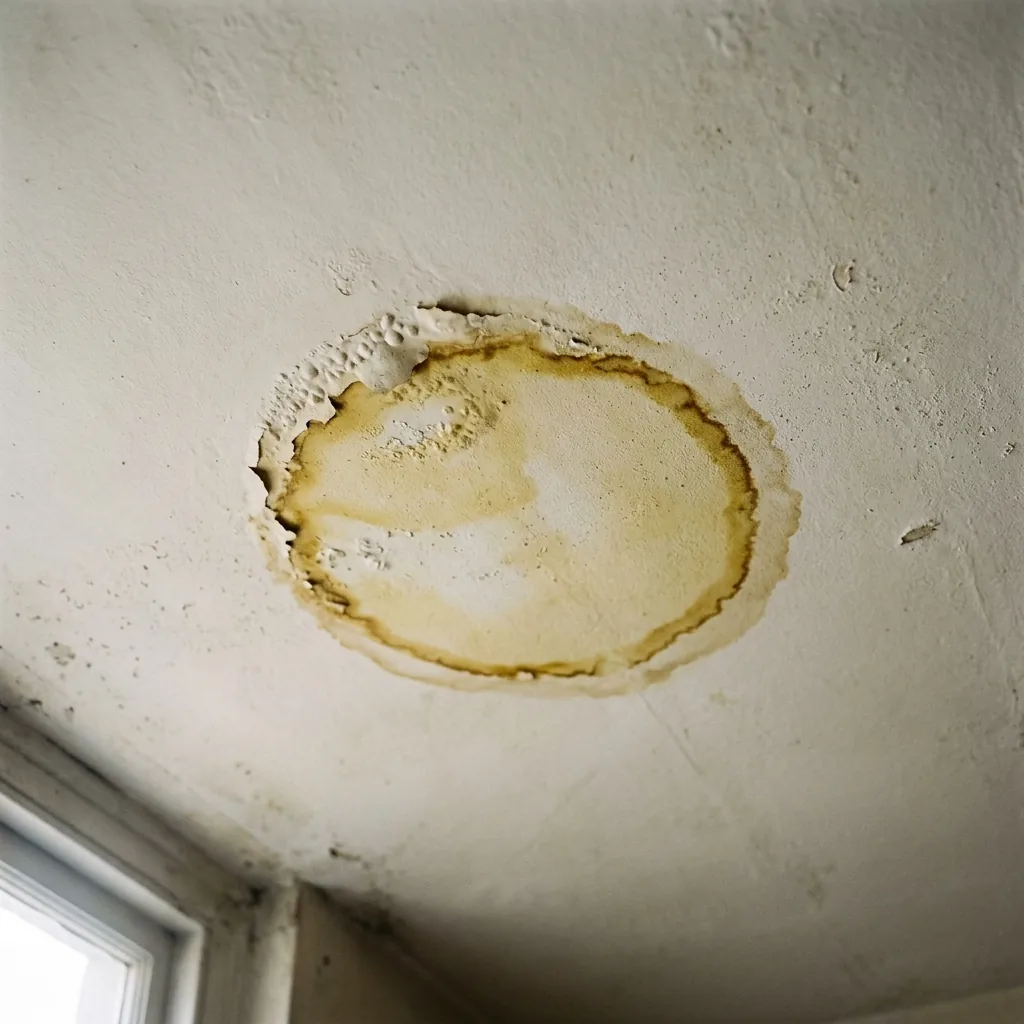A ceiling water stain indicating hidden water damage in Keller